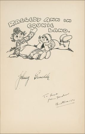 Lot #417 Johnny Gruelle: Dolled up: Gruelle signs a Raggedy Ann first edition - Image 1