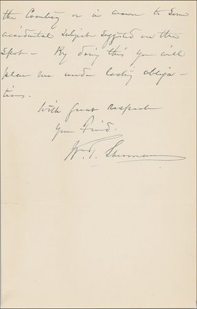 Lot #315 William T. Sherman: Sherman begs out of giving a toast ?of which I have a holy horror.? - Image 2