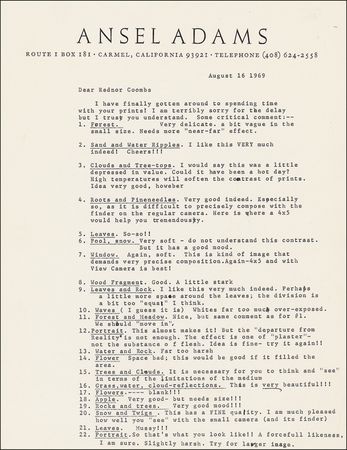 Lot #386 Ansel Adams: “Necessary for you to think and ‘see’.... I think you have a fine eye” - Image 2