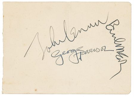 Lot #531 Beatles: INDIA INK: All four BEATLES sign during their 1968 studies with the Maharishi Mahesh Yogi - Image 1