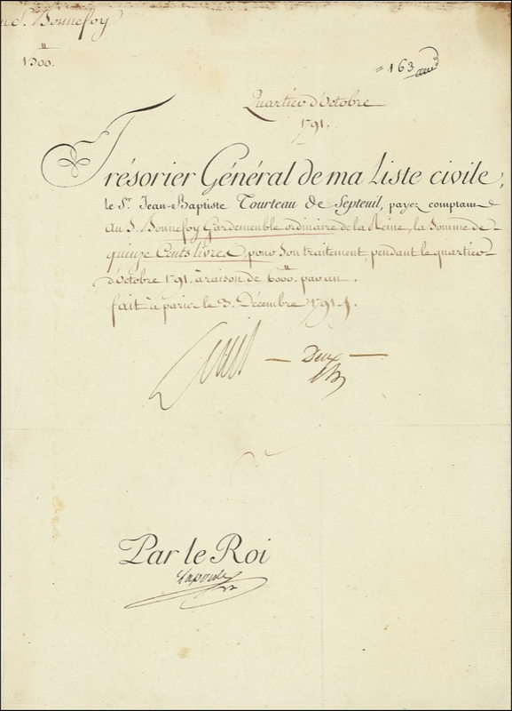 Lot 211 Louis XVI: Paying a royal employee in the last months of his reign