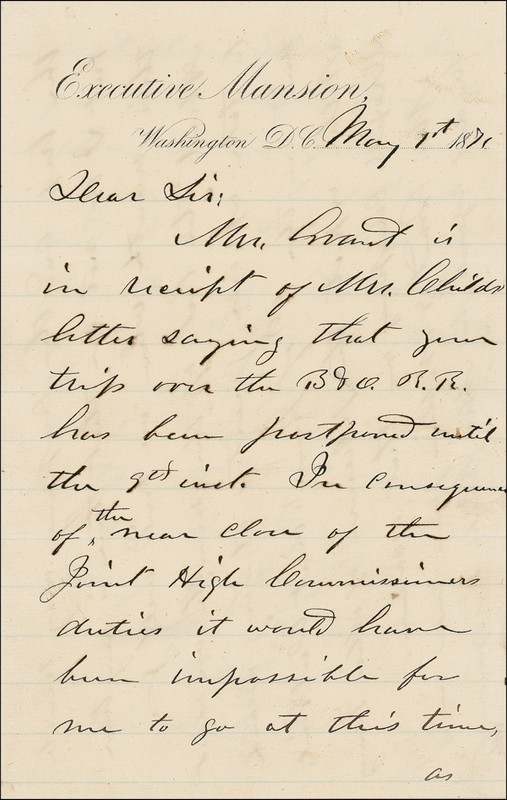Lot 41 U. S. Grant: Reliving old battles: “I propose going to Boston ... to attend the meeting of the Society of the Army of the Potomac”