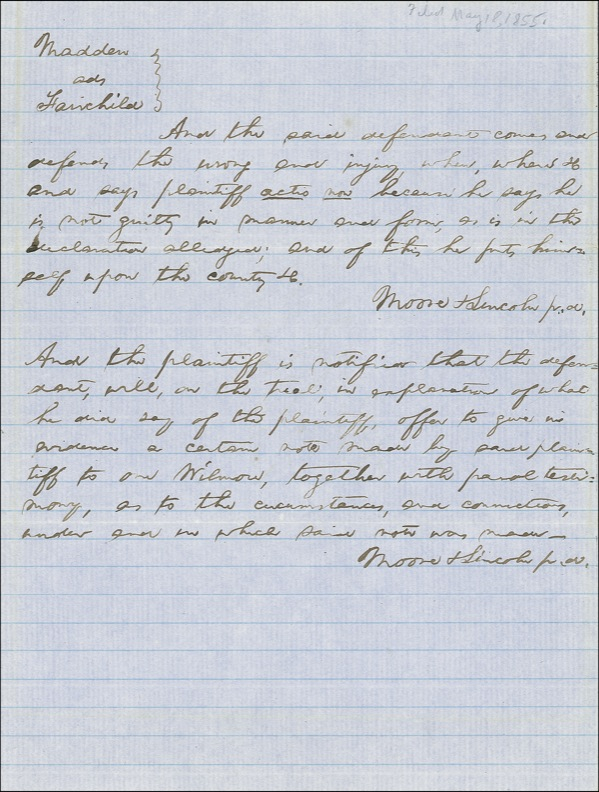 Lot 67 Abraham Lincoln: Twice-signed Lincoln handwritten legal brief