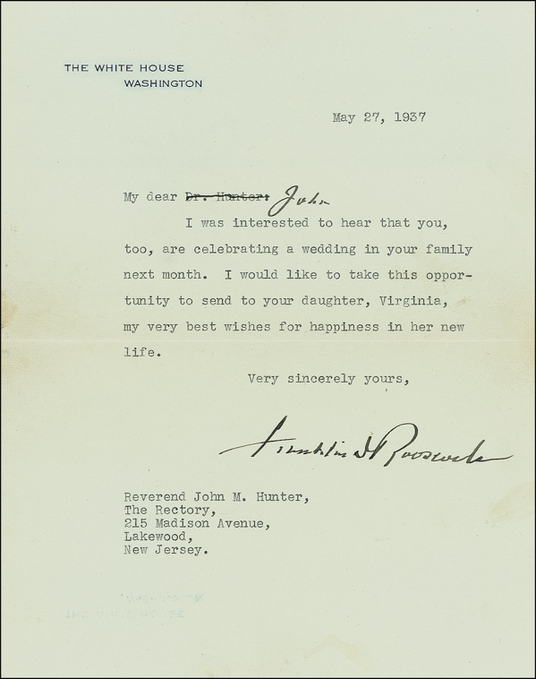 Lot 99 Franklin D. Roosevelt Typed Letter Signed