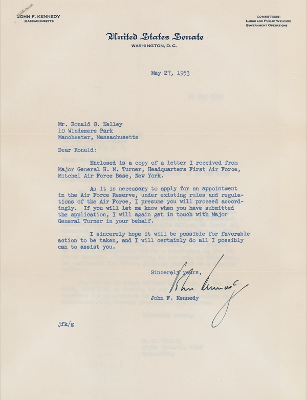 Lot 64 John F. Kennedy: Kennedy assists with an Air Force appointment