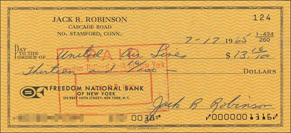 Lot 1511 Jackie Robinson Check