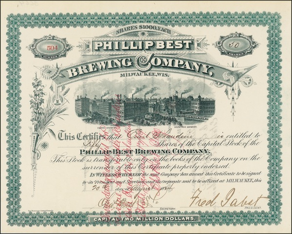 Lot 229 Fred Pabst Signed Document