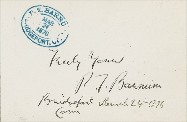 Lot 697 P. T. Barnum Signature
