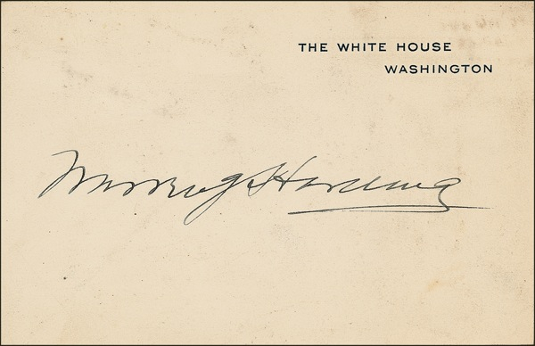 Lot 45 Warren G. Harding White House Card