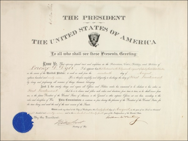 Lot 74 William McKinley Signed Document