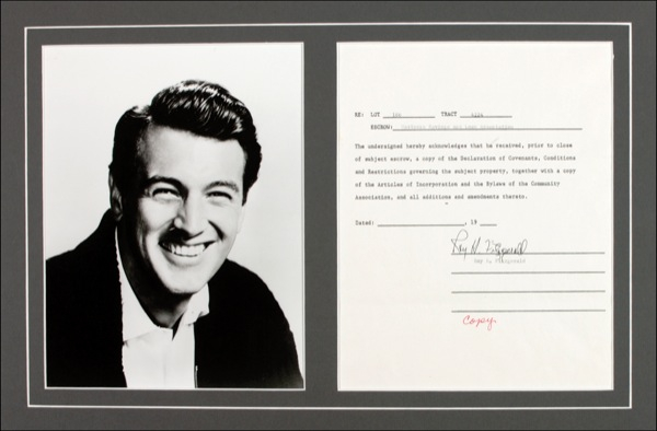 Lot 901 Rock Hudson Signed Document