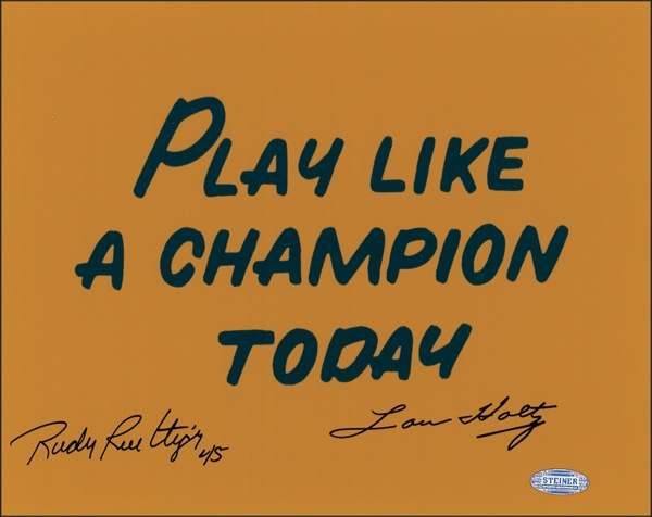 Lot 1515 Dan “Rudy” Ruettiger and Lou Holtz Signed Photograph