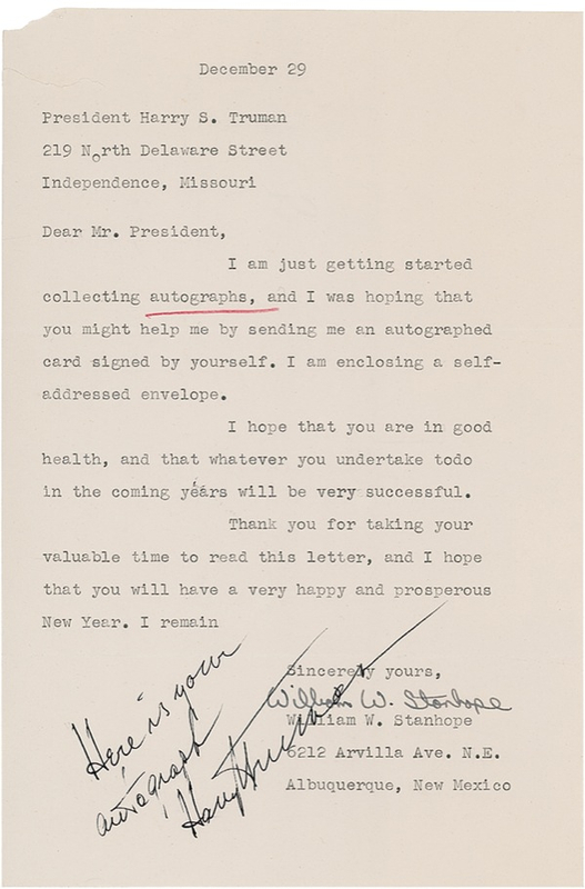 Lot 110 Harry S. Truman Signature