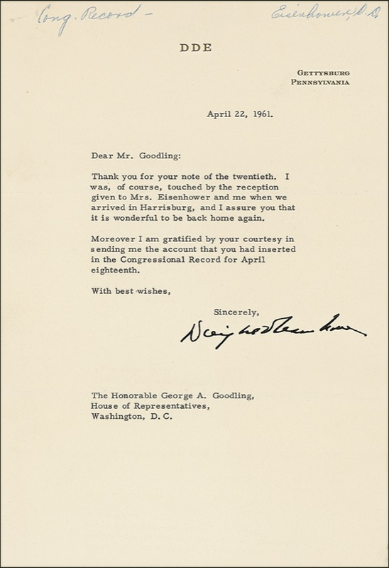 Lot 31 Dwight D. Eisenhower Typed Letter Signed