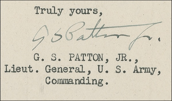 Lot 283 George S. Patton Signature