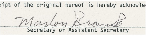 Lot 725 Marlon Brando Signed Document