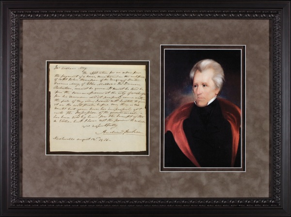 Lot 56 Andrew Jackson: HORSE CENTS: A year after his decisive victory at New Orleans, JACKSON looks into reimbursement for a Ranger’s “improperly” sold horse