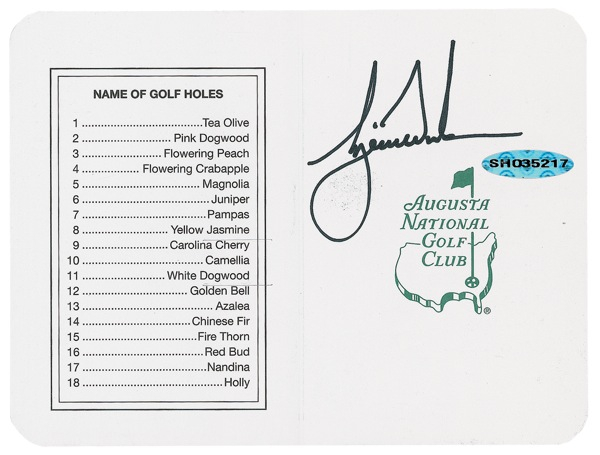 Lot 1578 Tiger Woods Masters Scorecard