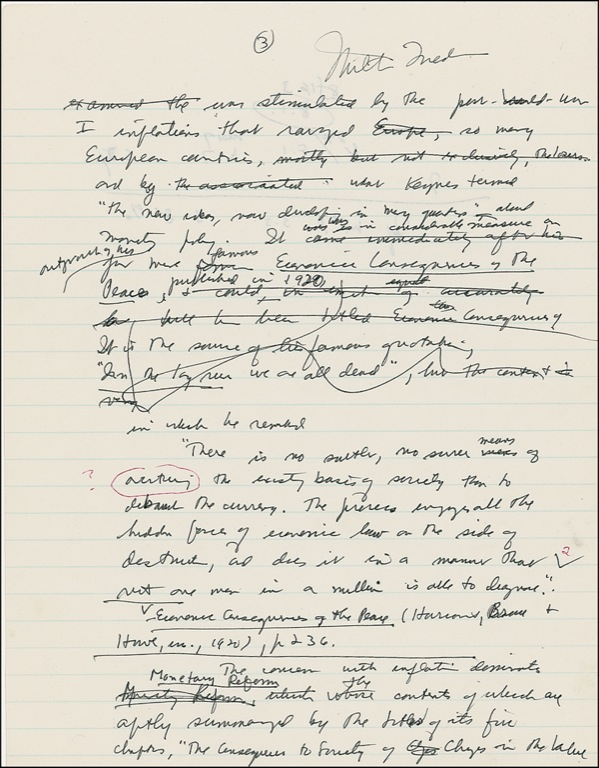 Lot 173 Milton Friedman: On the work of Keynes and ?monetary reform?