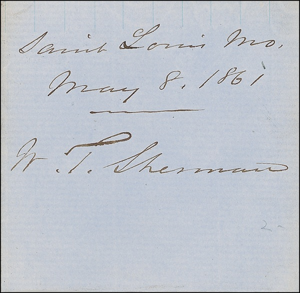 Lot 292 William T. Sherman: Less than a month into the Civil War