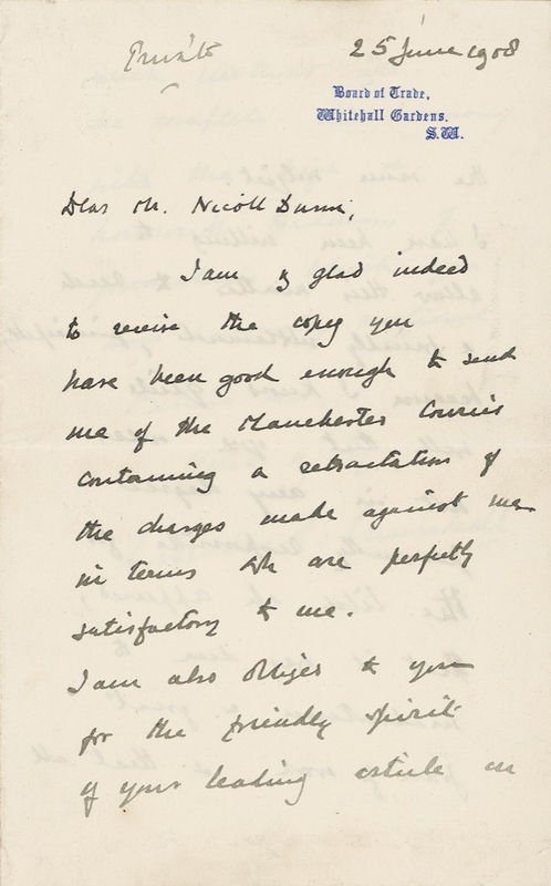 Lot 150 Winston Churchill: MEETING THE PRESS—HALFWAY: CHURCHILL accepts the retraction of a libelous article, citing an editor’s “honourable traditions of journalism”