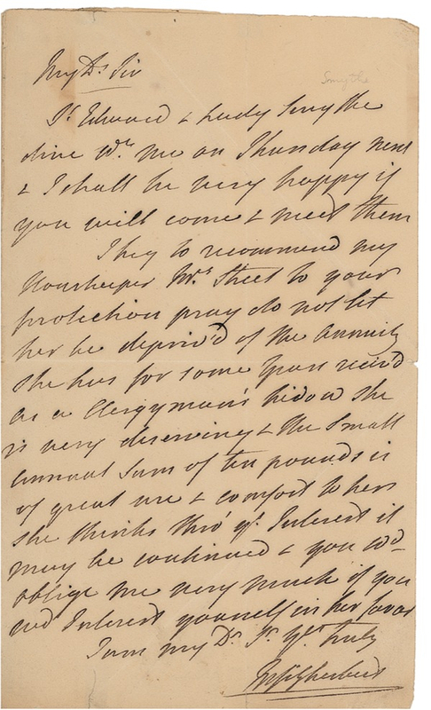 Lot 185 George IV: Fitzherbert, Maria Handwritten Letter Signed