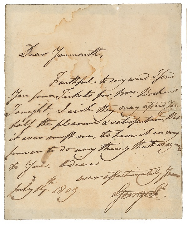 Lot 182 George IV Handwritten Letter Signed