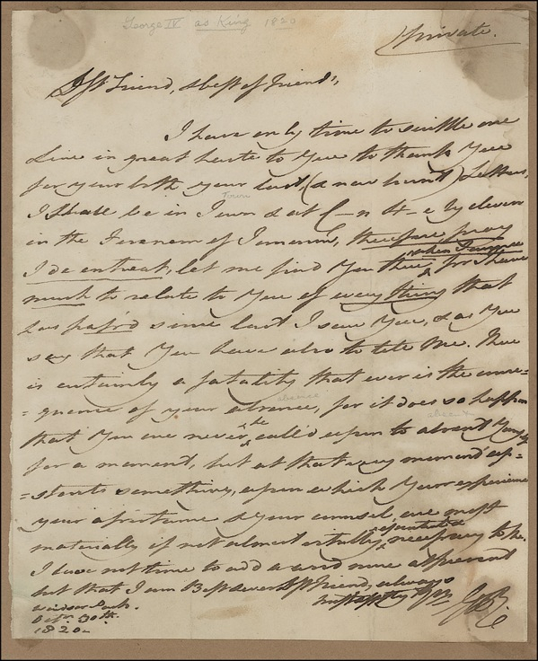 Lot 184 George IV Handwritten Letter Signed