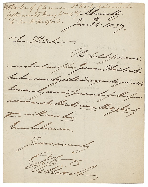 Lot 249 William IV Handwritten Letter Signed