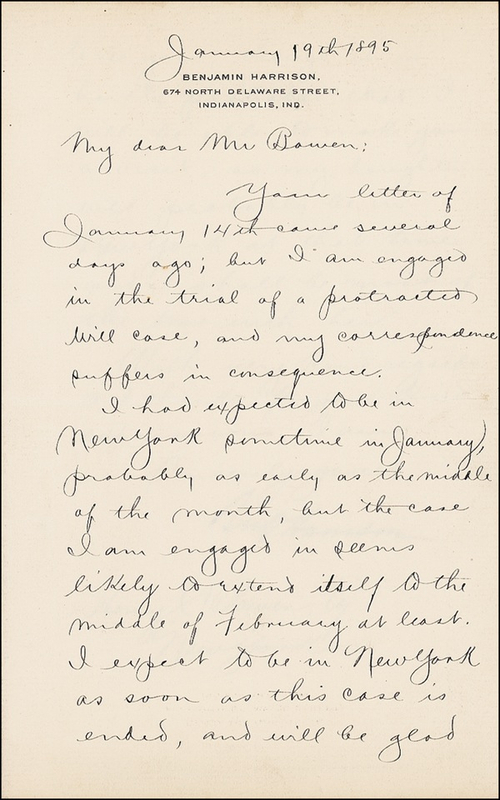 Lot 47 Benjamin Harrison Signed Letter