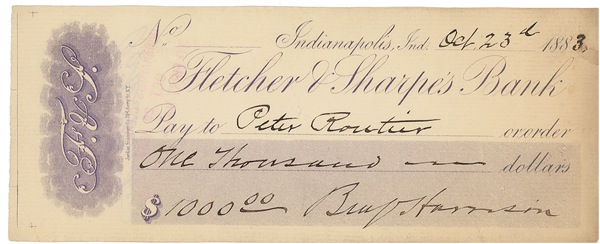 Lot 48 Benjamin Harrison Check