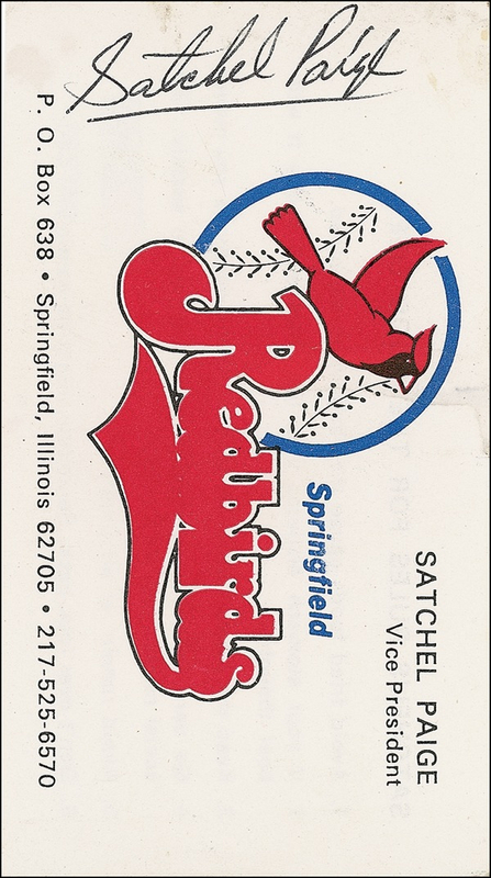 Lot 1491 Satchel Paige Business Card
