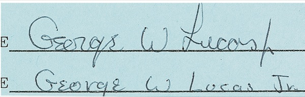 Lot 952 George Lucas: HANDWRITING ON THE WALL: LUCAS files with the Directors Guild in the year of American Graffiti