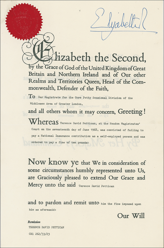 Lot 171 Elizabeth II Signed Document