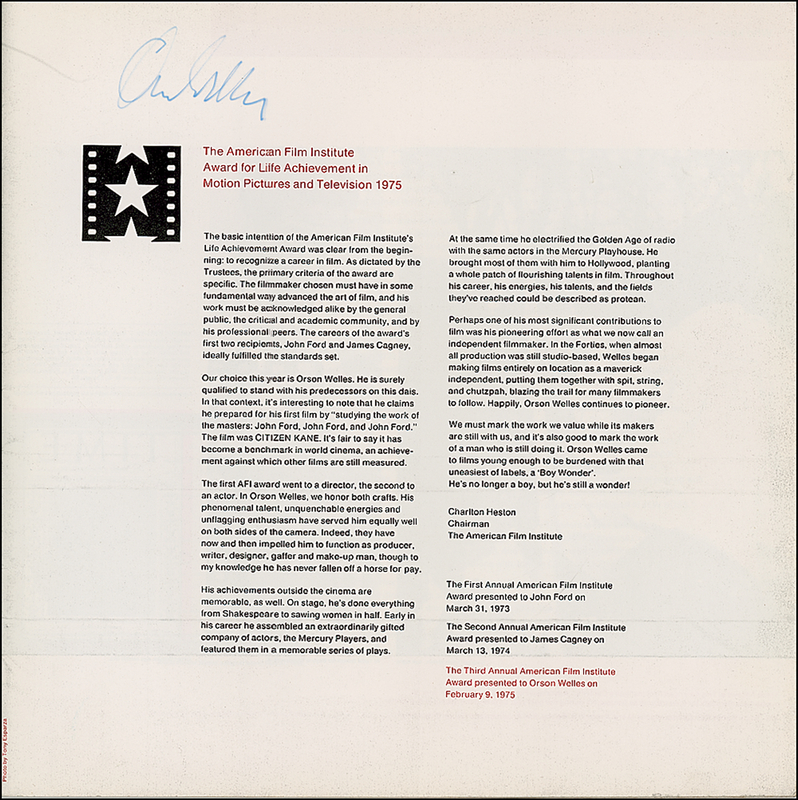 Lot 1136 Orson Welles Program