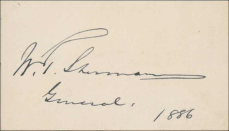 Lot 291 William T. Sherman Signed Calling Card