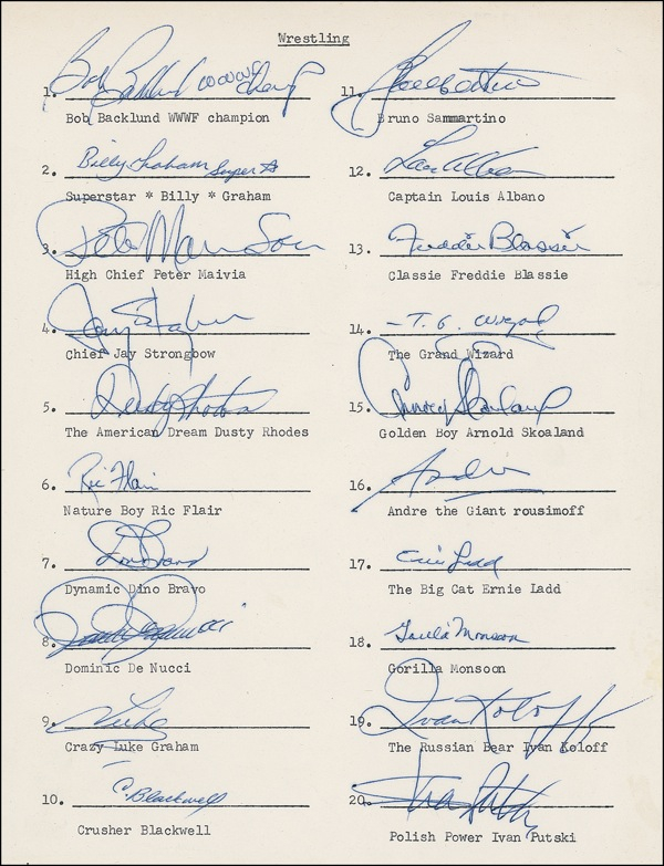 Lot 1585 Wrestling Signature