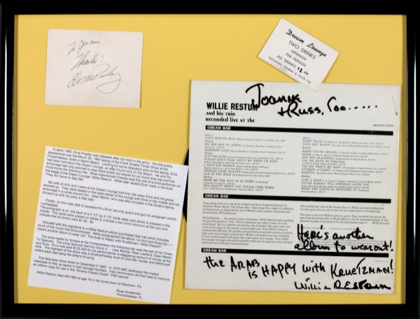 Lot 606 Elvis Presley: Obtained during a taping of the Frank Sinatra Timex Show