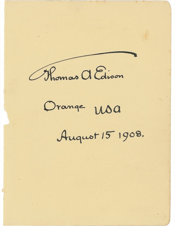 Lot 168 Thomas Edison Signature