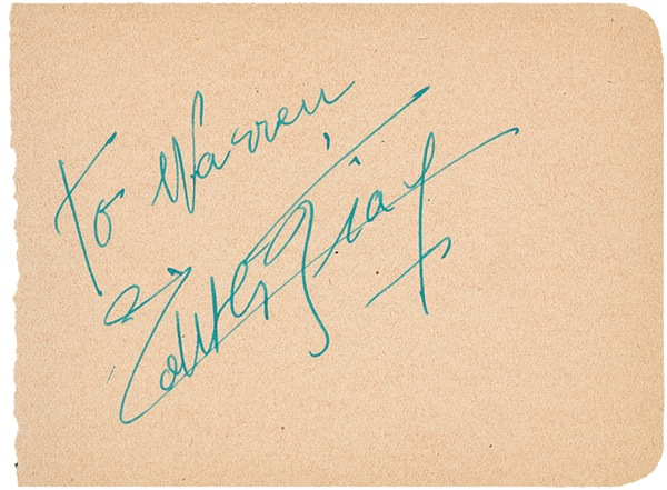 Lot 599 Edith Piaf Signature