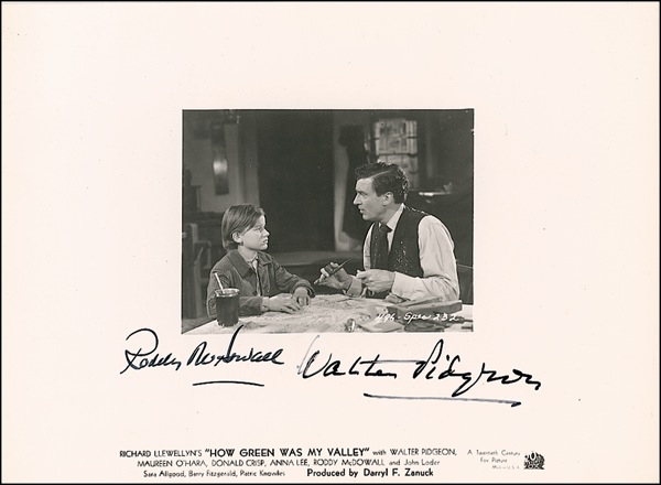 Lot 1016 Walter Pigeon and Roddy McDowell Signed Photograph