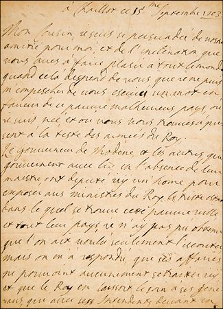 Lot #212 Mary of Modena: An impassioned plea from Mary of Modena, written to her cousin embroiled in the War of the Spanish Succession - Image 1
