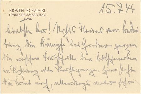 Lot #287 Erwin Rommel: Writing to Mrs. Desert Fox on the ?fast advance of the Bolsheviks toward all the borders of the Reich? - Image 2