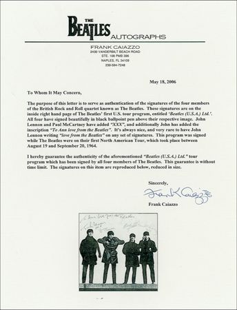Lot #506 Beatles: COMING TO AMERICA: Original signed program from the BEATLES? historic 1964 American tour - Image 3