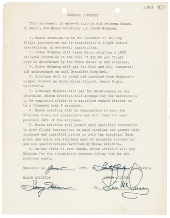Lot #977 Steve McQueen: From Bullitt to the Wild Blue Yonder: McQueen leases his private airplane to an aviation school - Image 1