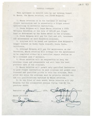 Lot #977 Steve McQueen: From Bullitt to the Wild Blue Yonder: McQueen leases his private airplane to an aviation school - Image 3