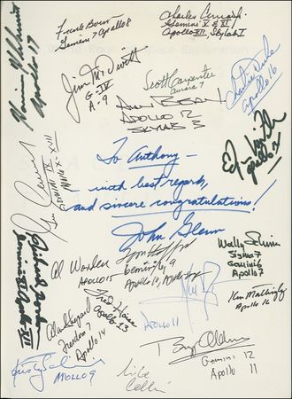 Lot #318 Astronauts: Mercury, Gemini, and Apollo: ROCKET JOCKEYS: Space travel book signed by two dozen astronauts, including 11 of the 12 MOONWALKERS - Image 1