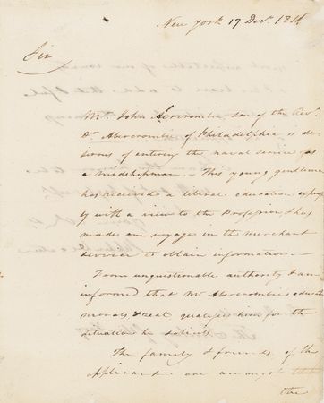 Lot #258 Stephen Decatur: “A STRONG INTEREST IN THE SUCCESS OF HIS APPLICATION”: DECATUR leans on the Secretary of the Navy to appoint a young man from a family he credits as “amongst the most respectable in the country” - Image 2