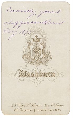 Lot #160 Jefferson Davis: Battle scarred: 1875 signed photo of the former Confederate president - Image 1