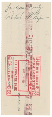 Lot #82 Richard Nixon: Ten-grand gesture: Nine years to the day before he would make the decision to resign, NIXON writes himself a check for $10,000 - Image 2